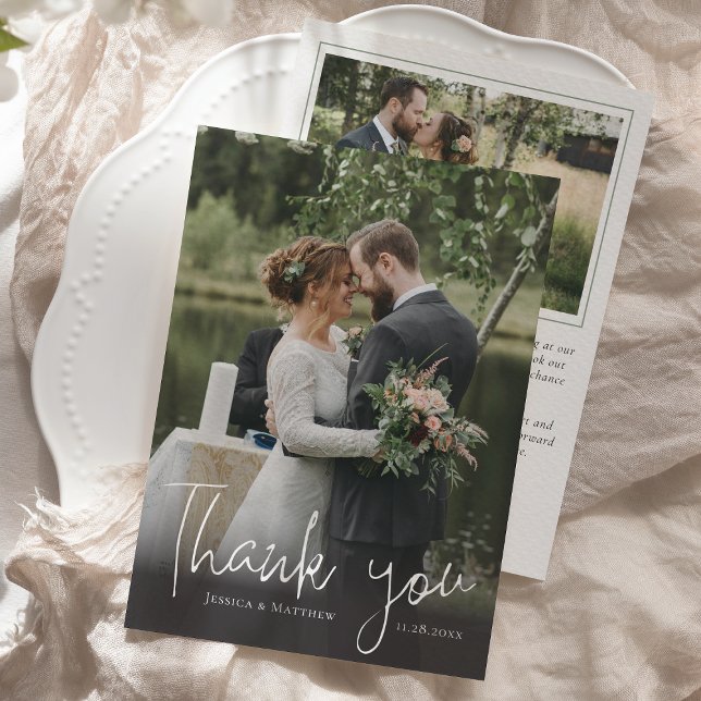 Rustic Photo Bröllop tackkort Tack Kort (Rustic Photo Wedding Thank You Card)