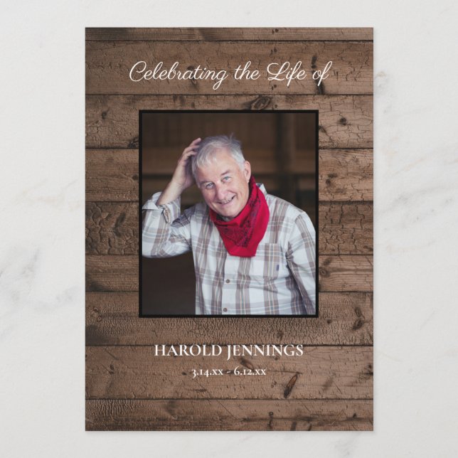 Rustic Photo Celebration of Life Order of Service Program (Framsida)