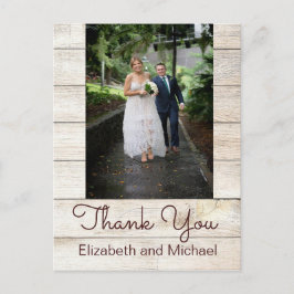 Rustic Photo Chic Modern Bröllop Tack Vykort