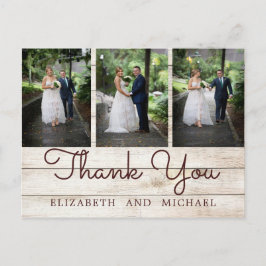 Rustic Photo Chic Modern Bröllop Tack Vykort