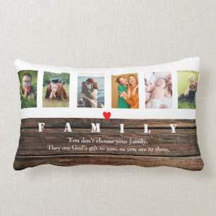 Rustic Photo Collage Anpassningsbar Family Bilder Lumbarkudde