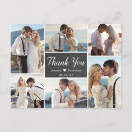 Rustic Photo Collage Chalkboard Bröllop Tack Vykort