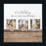 Rustic Photo Collage Monogram NEWLYWEDS BRÖLLOP<br><div class="desc">Lägg till dina foton i den här moderna,  runda monogrammofonens temade fotogåva,  perfekt för nygifta på bröllopsdagen som en bröllop-gåva.</div>