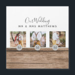 Rustic Photo Collage Monogram NEWLYWEDS BRÖLLOP<br><div class="desc">Lägg till dina foton i den här moderna,  runda monogrammofonens temade fotogåva,  perfekt för nygifta på bröllopsdagen som en bröllop-gåva.</div>