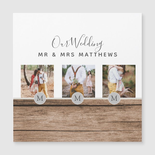 Rustic Photo Collage Monogram NEWLYWEDS BRÖLLOP (Framsida)
