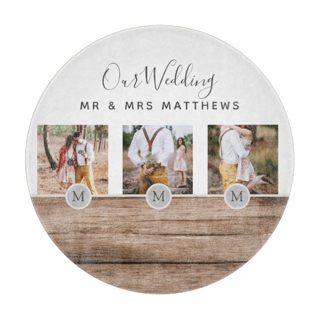 Rustic Photo Collage Monogram NEWLYWEDS BRÖLLOP (Framsidan)