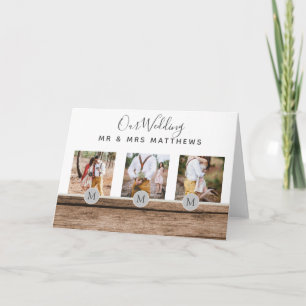 Rustic Photo Collage Monogram NEWLYWEDS BRÖLLOP Inbjudan