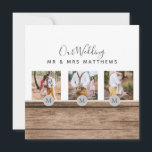 Rustic Photo Collage Monogram NEWLYWEDS BRÖLLOP Inbjudningar<br><div class="desc">Lägg till dina foton i den här moderna,  runda monogrammofonens temade fotogåva,  perfekt för nygifta på bröllopsdagen som en bröllop-gåva.</div>