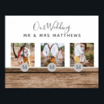 Rustic Photo Collage Monogram NEWLYWEDS BRÖLLOP Poster<br><div class="desc">Lägg till dina foton i den här moderna,  runda monogrammofonens temade fotogåva,  perfekt för nygifta på bröllopsdagen som en bröllop-gåva.</div>