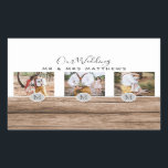 Rustic Photo Collage Monogram NEWLYWEDS BRÖLLOP Rektangulärt Klistermärke<br><div class="desc">Lägg till dina foton i den här moderna,  runda monogrammofonens temade fotogåva,  perfekt för nygifta på bröllopsdagen som en bröllop-gåva.</div>