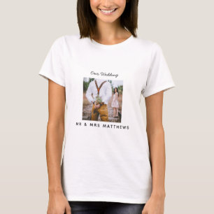 Rustic Photo Collage Monogram NEWLYWEDS BRÖLLOP T Shirt