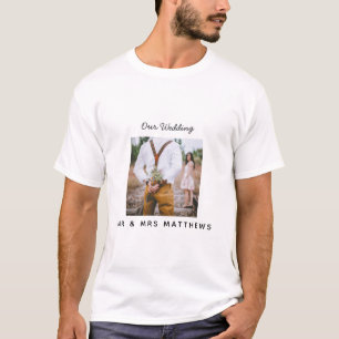 Rustic Photo Collage Monogram NEWLYWEDS BRÖLLOP T Shirt
