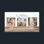 Rustic Photo Collage Monogram NEWLYWEDS BRÖLLOP Visitkort<br><div class="desc">Lägg till dina foton i den här moderna,  runda monogrammofonens temade fotogåva,  perfekt för nygifta på bröllopsdagen som en bröllop-gåva.</div>