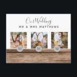 Rustic Photo Collage Monogram NEWLYWEDS BRÖLLOP Vykort<br><div class="desc">Lägg till dina foton i den här moderna,  runda monogrammofonens temade fotogåva,  perfekt för nygifta på bröllopsdagen som en bröllop-gåva.</div>