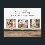 Rustic Photo Collage Monogram NEWLYWEDS BRÖLLOP Vykort<br><div class="desc">Lägg till dina foton i den här moderna,  runda monogrammofonens temade fotogåva,  perfekt för nygifta på bröllopsdagen som en bröllop-gåva.</div>