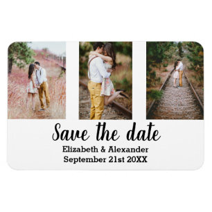 Rustic Photo Collage Spara datum Magnet