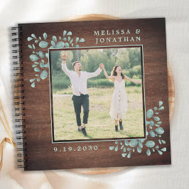 Rustic Photo Greenery Wooden Bröllop GuestBook