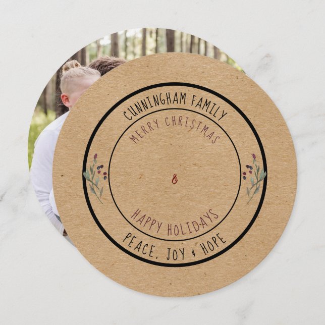 Rustic Photo-julen Julkort (Fram/baksida)