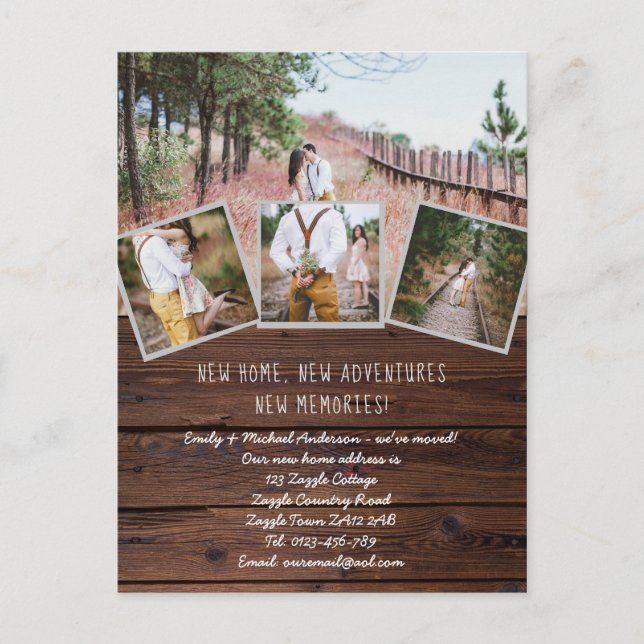 Rustic PHOTO New Home Vi Flyttat byte av Adress Vykort (Framsida)