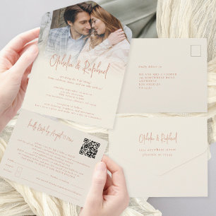 Rustic Photo Overlay QR-kod Cream Bröllop