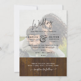 Rustic PHOTO OVERLAY Wedding INVITE QR Code OSA Inbjudningar