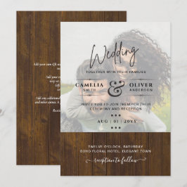 Rustic PHOTO OVERLAY Wedding INVITE QR Code OSA Inbjudningar