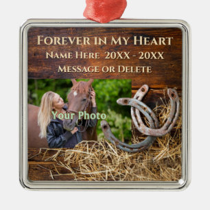 Rustic PHOTO Personlig, horse Memorial Ornament