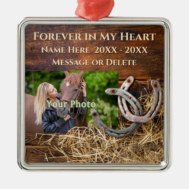 Rustic PHOTO Personlig, horse Memorial Ornament (Framsidan)