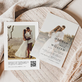 Rustic Photo QR Code Wedding bjudande Inbjudningar