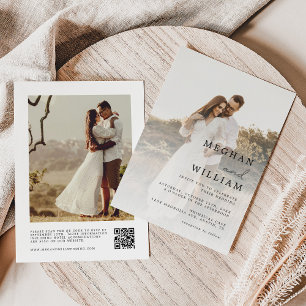 Rustic Photo QR Code Wedding bjudande Inbjudningar