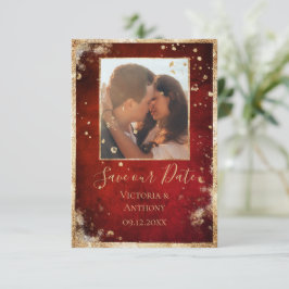 Rustic Photo Red Guld Flat Spara Datumet