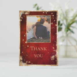 Rustic Photo Red Guld Flat - tack, ditt kort