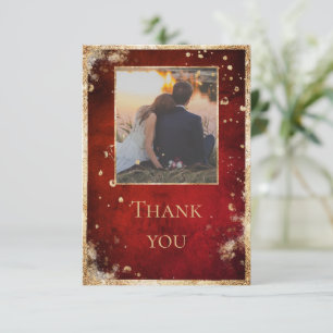 Rustic Photo Red Guld Flat - tack, ditt kort