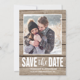 Rustic Photo Save Date Light Wood Spara Datumet