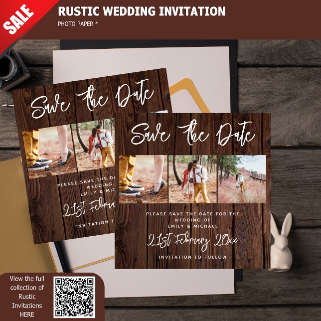 Rustic PHOTO Save the Date Wedding Bargain Budget Fototryck (Skapare uppladdad)
