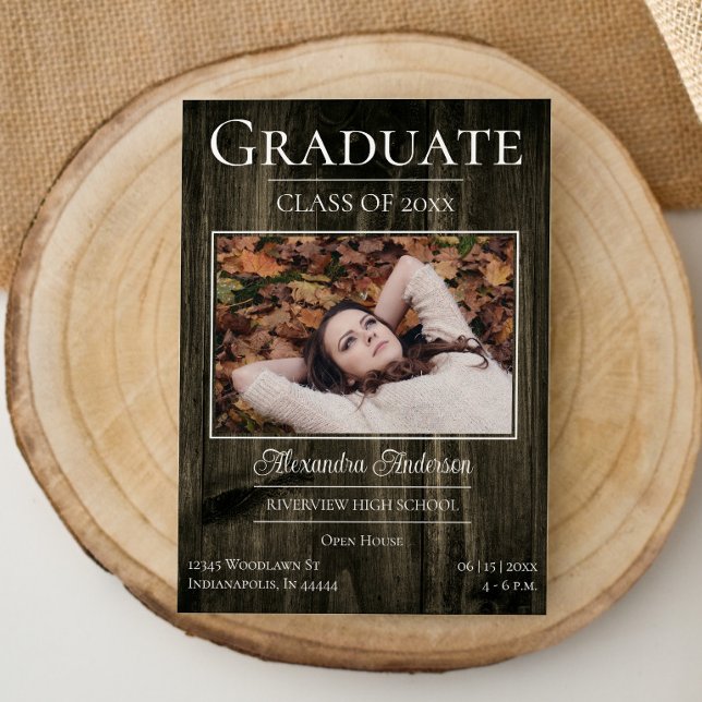 Rustic Photo Studenten Open House Inbjudan (Rustic Photo Graduation Open House Invite)