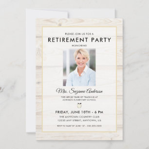 Rustic Photo Teacher Pension Party Inbjudningar
