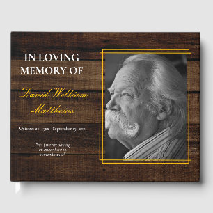 Rustic Photo Wood look Bereavement begravning Gästböcker