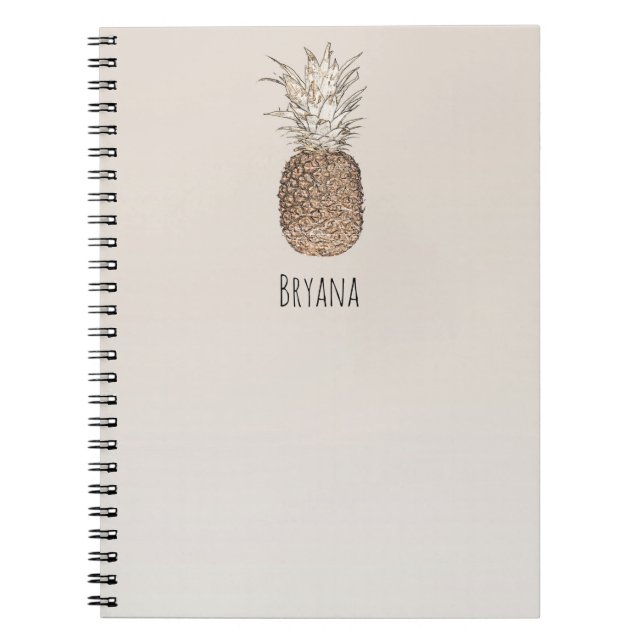 Rustic Pineapple Tropical Hawaiian Anteckningsbok (Framsidan)