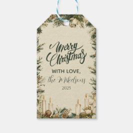 Rustic Pinecone Candle-jul Presentetikett