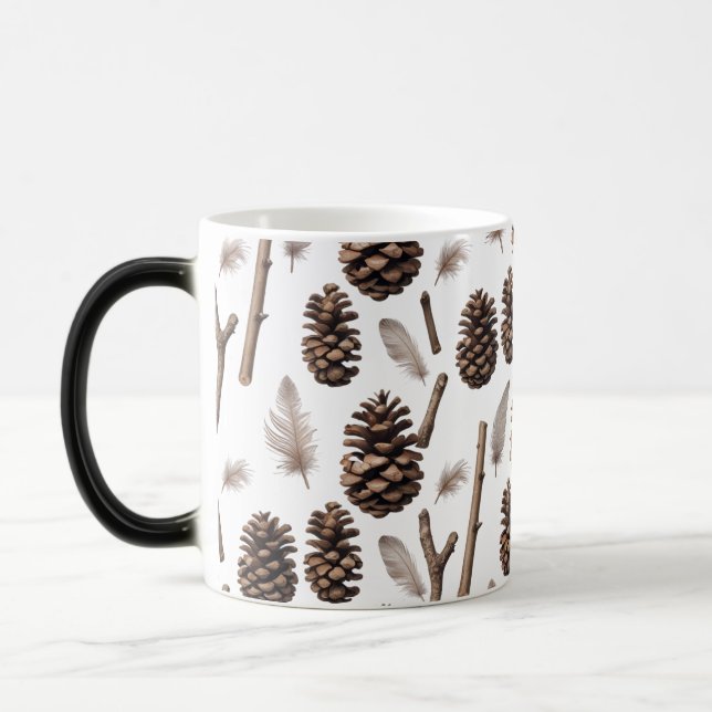 Rustic Pinecone Färg Morphing Mugg - Jordbruksföre (Vänster)