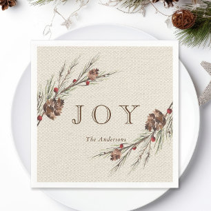 Rustic Pinecone-julens Helgdag Papper Pappersservett