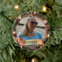 Rustic Pinecone Wreath ANY Photo Julgransprydnad Keramik