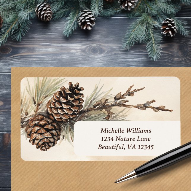 Rustic Pinecones | Gräs Cone Woodland Adress Adressetikett (Rustic Pinecones  Pine Cone Woodland Address Label)