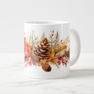 Rustic Pinecones, Höst löv & Winter Berries Jumbo Mugg