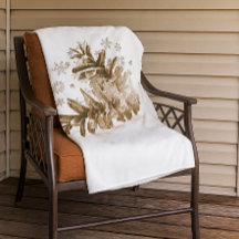 Rustic Pinecones i Snö Fleece Blanket