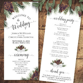 Rustic Pinecones och Gräs Grenar Elegant bröllop Program