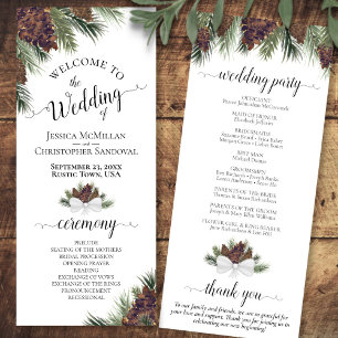 Rustic Pinecones och Gräs Grenar Elegant bröllop Program