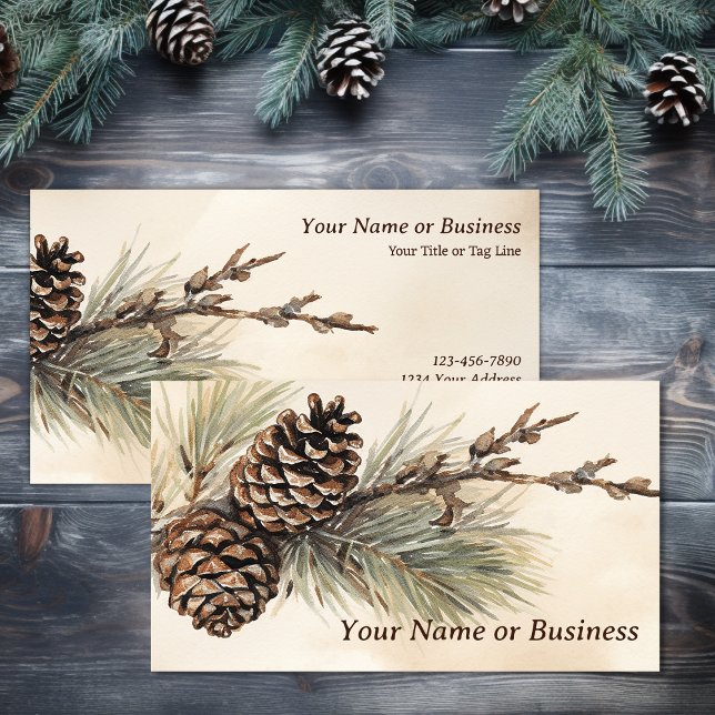 Rustic Pinecones | Woodland Gräs Cone Visitkort (Rustic Pinecones | Woodland Pine Cone Business Card)