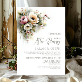 Rustic Pink and Orange Floral Wedding After Party Inbjudningar